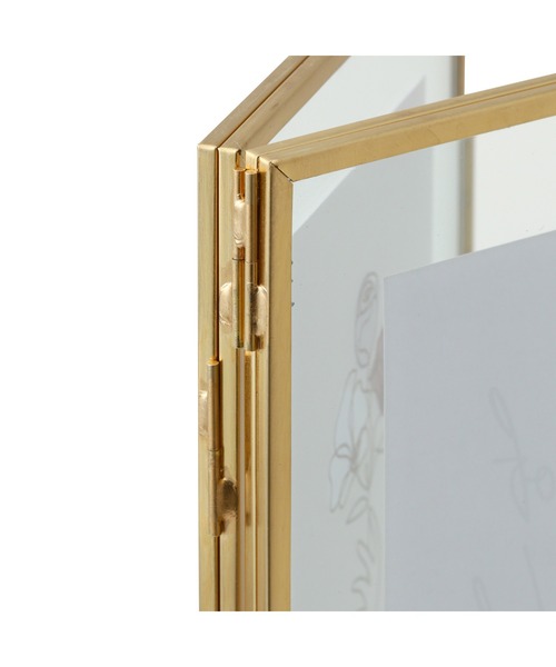 フォトフレーム ＊ ブロンズ メタルガラス フレーム 2面 ゴールド（フォトフレーム