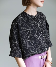 2021 SS スタンドカラー花柄ルーズシャツ