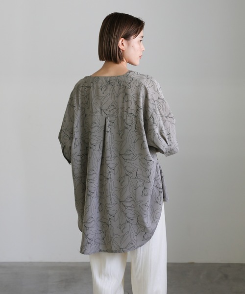 select MOCA（セレクトモカ）の「2021 SS スタンドカラー花柄ルーズシャツ（シャツ/ブラウス・レディース・ブラック/ライトベージュ/グレイッシュベージュ・FREE）」の15枚目の写真