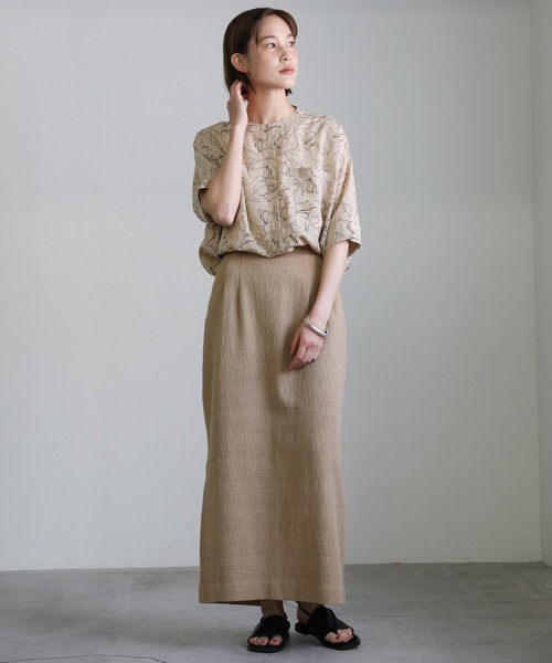 select MOCA（セレクトモカ）の「2021 SS スタンドカラー花柄ルーズシャツ（シャツ/ブラウス・レディース・ブラック/ライトベージュ/グレイッシュベージュ・FREE）」の13枚目の写真