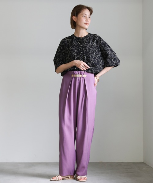 select MOCA（セレクトモカ）の「2021 SS スタンドカラー花柄ルーズシャツ（シャツ/ブラウス・レディース・ブラック/ライトベージュ/グレイッシュベージュ・FREE）」の12枚目の写真