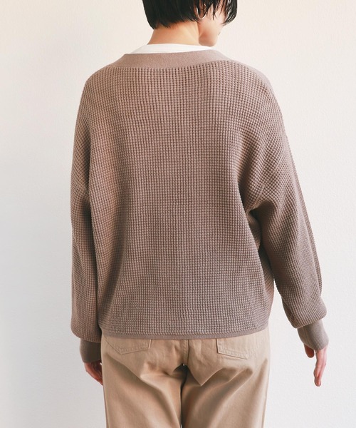 andme（アンドミー）の「ボリューム袖ワッフルニットカーディガン（カーディガン/ボレロ・レディース・ブラック/ベージュ/モカ/アイボリー・M）」の10枚目の写真