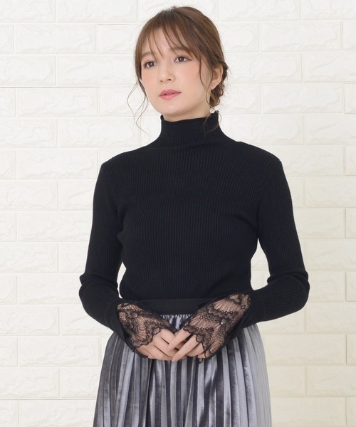 anuans ウールレースニットトップス ウールレースニットトップス