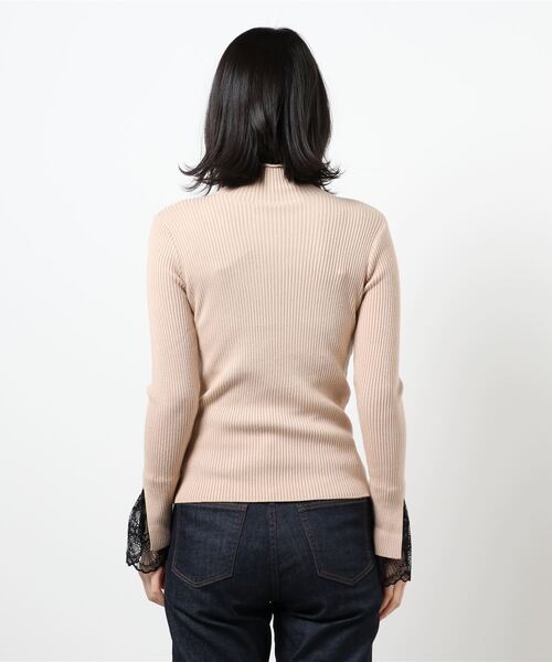 Lace Ladies（レースレディース）の「ハーフタートルネック袖口レース付き長袖リブニット（ニット/セーター・レディース・ブルーグレー/ベージュ/ブラック/アイボリー/ブラウン・FREE）」の7枚目の写真