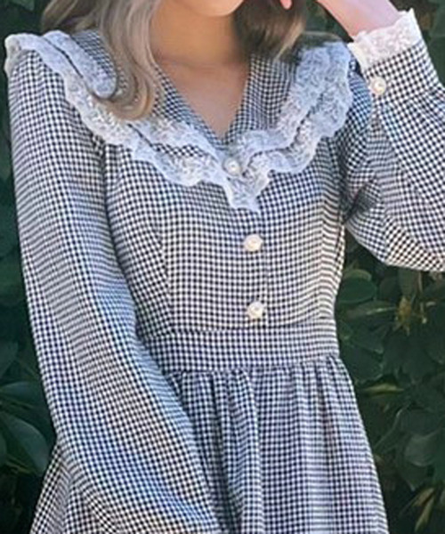 Titty Co Petit ダブルカラーチェックワンピース ワンピース Titty Co ティティーアンドコー のファッション