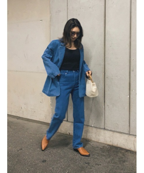 MOUSSY（マウジー）の「HW JEANE TAPERED（デニムパンツ・レディース・ワンウォッシュ/ライトブルー・0/1/2）」の5枚目の写真