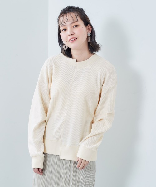 cepo(セポ)の「ワッフルキリカエロンTee(Tシャツ/カットソー・レディース・チャコールグレー/ミント/オフホワイト・M)」の1枚目の写真