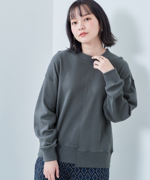 cepo(セポ)の「ワッフルキリカエロンTee(Tシャツ/カットソー・レディース・チャコールグレー/ミント/オフホワイト・M)」の3枚目の写真