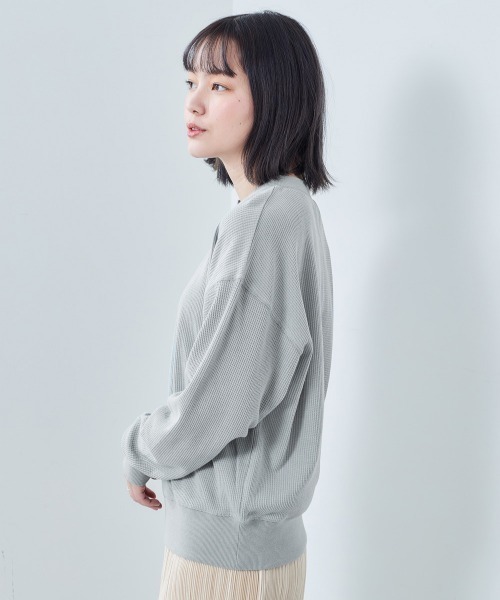 cepo(セポ)の「ワッフルキリカエロンTee(Tシャツ/カットソー・レディース・チャコールグレー/ミント/オフホワイト・M)」の2枚目の写真