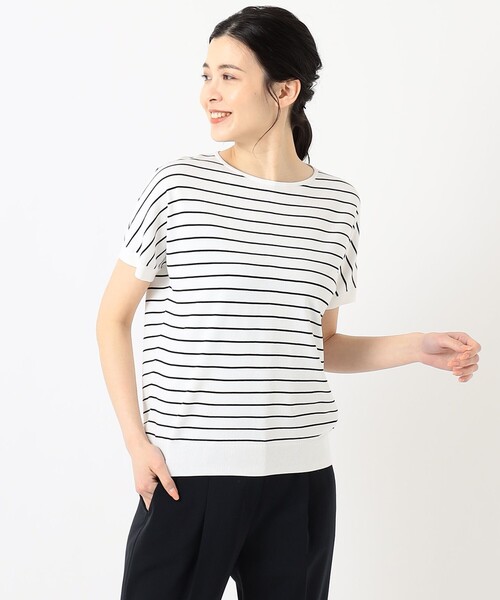 J.PRESS(ジェイプレス)の「【洗える】レーヨンストレッチバックボタン ニット(ニット/セーター・レディース・ホワイト系1/ブラウン系/ブラウン系1/サックスブルー系/イエロー系/ピンク系・MEDIUM/LARGE)」の9枚目の写真