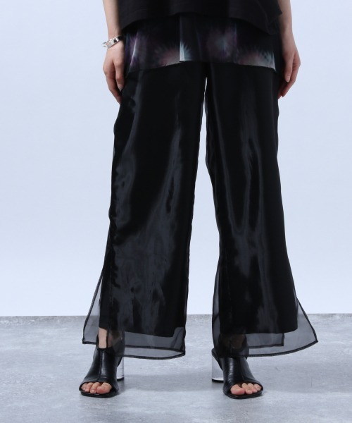 HARE（ハレ）の「リバーシブルシアーレイヤードパンツ(HARE)（スラックス・レディース・ブラック/イエロー・FREE）」の2枚目の写真