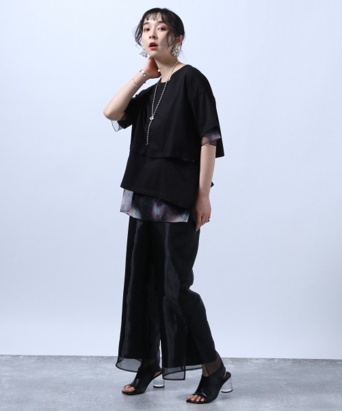 HARE（ハレ）の「リバーシブルシアーレイヤードパンツ(HARE)（スラックス・レディース・ブラック/イエロー・FREE）」の10枚目の写真