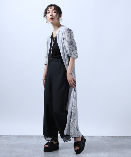 HARE（ハレ）の「リバーシブルシアーレイヤードパンツ(HARE)（スラックス・レディース・ブラック/イエロー・FREE）」の4枚目の写真