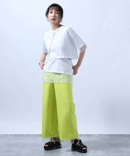 HARE（ハレ）の「リバーシブルシアーレイヤードパンツ(HARE)（スラックス・レディース・ブラック/イエロー・FREE）」の12枚目の写真