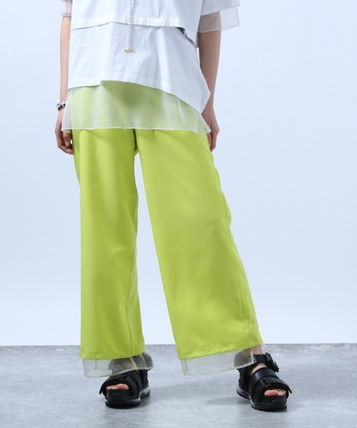 HARE（ハレ）の「リバーシブルシアーレイヤードパンツ(HARE)（スラックス・レディース・ブラック/イエロー・FREE）」の8枚目の写真