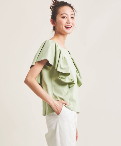 The Virgnia（ザ ヴァージニア）の「フレアスリーブカットソー（Tシャツ/カットソー・レディース・ライトグリーン/オフホワイト・FREE）」の5枚目の写真