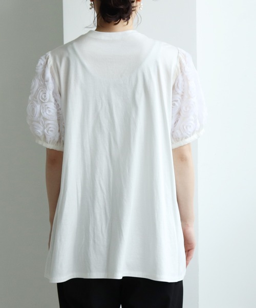 yuni（ユニ　）の「《2021 early autumn 》クルクルテープ刺繍 パフスリーブプルオーバー（Tシャツ/カットソー・レディース・ホワイト/ブラック・FREE）」の11枚目の写真