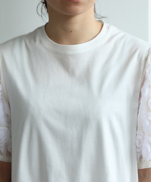 yuni（ユニ　）の「《2021 early autumn 》クルクルテープ刺繍 パフスリーブプルオーバー（Tシャツ/カットソー・レディース・ホワイト/ブラック・FREE）」の12枚目の写真