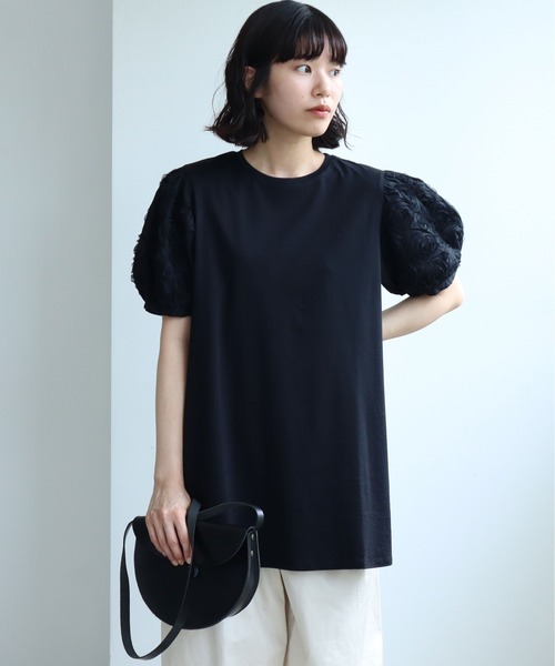 yuni（ユニ　）の「《2021 early autumn 》クルクルテープ刺繍 パフスリーブプルオーバー（Tシャツ/カットソー・レディース・ホワイト/ブラック・FREE）」の18枚目の写真