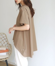 【HERCLOSET】ドライタッチコットン100%ラウンドヘムTシャツ