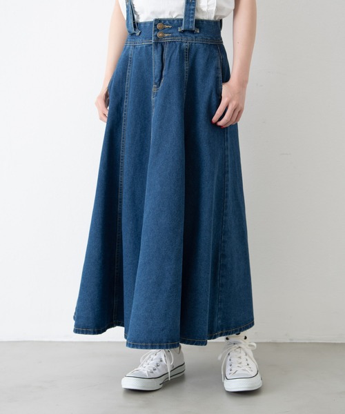 MERLOT(メルロー)の「サスペンダー付きデニムスカート(デニムスカート・レディース・インディゴブルー・MEDIUM)」の14枚目の写真