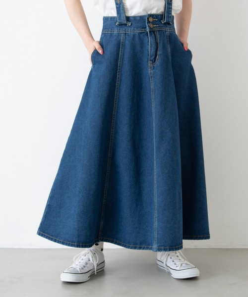 MERLOT(メルロー)の「サスペンダー付きデニムスカート(デニムスカート・レディース・インディゴブルー・MEDIUM)」の9枚目の写真