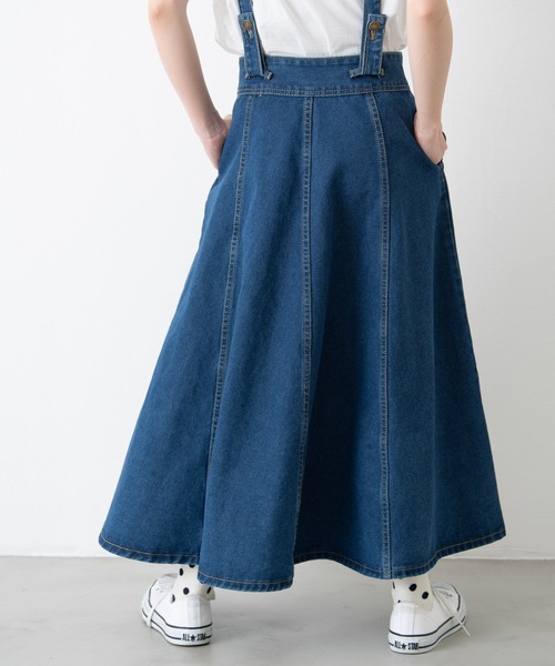 MERLOT(メルロー)の「サスペンダー付きデニムスカート(デニムスカート・レディース・インディゴブルー・MEDIUM)」の17枚目の写真