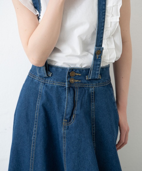 MERLOT(メルロー)の「サスペンダー付きデニムスカート(デニムスカート・レディース・インディゴブルー・MEDIUM)」の16枚目の写真
