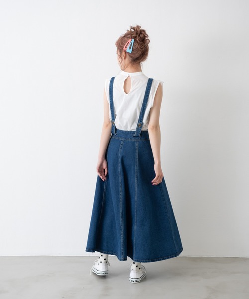MERLOT(メルロー)の「サスペンダー付きデニムスカート(デニムスカート・レディース・インディゴブルー・MEDIUM)」の12枚目の写真