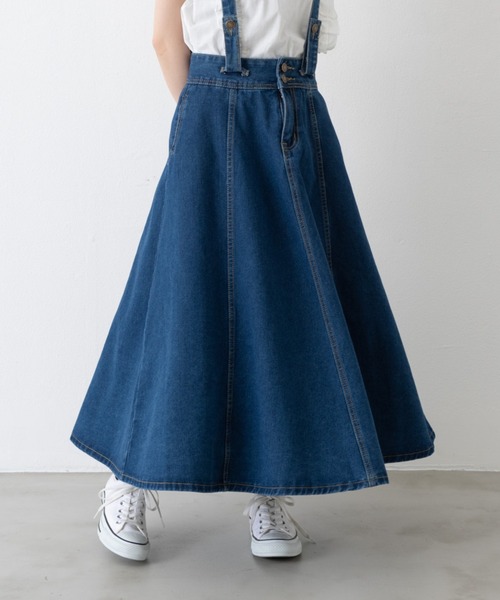 MERLOT(メルロー)の「サスペンダー付きデニムスカート(デニムスカート・レディース・インディゴブルー・MEDIUM)」の20枚目の写真