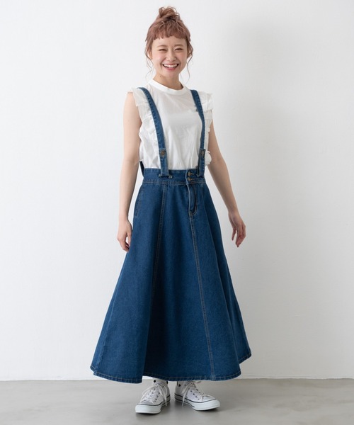 MERLOT(メルロー)の「サスペンダー付きデニムスカート(デニムスカート・レディース・インディゴブルー・MEDIUM)」の21枚目の写真