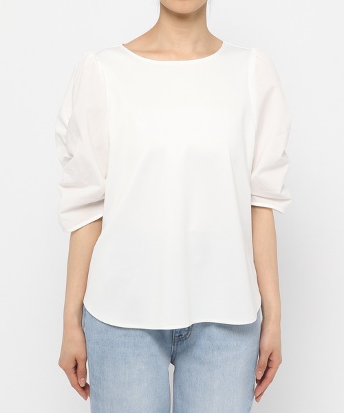 GLOBAL WORK(グローバルワーク)の「マトンスリーブカットブラウス【MATINEE LINE】【一部店舗限定】/940069(Tシャツ/カットソー・レディース・ホワイト/ダークグレー・MEDIUM/LARGE)」の9枚目の写真