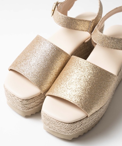 WEGO(ウィゴー)の「WEGO/厚底ジュートサンダル(サンダル・レディース・ゴールド/その他1/ホワイト系その他・MEDIUM/LARGE)」の6枚目の写真