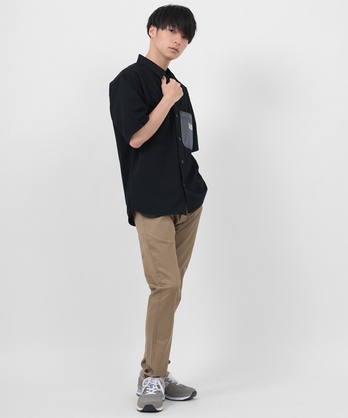 SMITH'S(スミス)の「【SMITH'S AMERICAN/スミスアメリカン】TCツイル 切替ポケット ワーク半袖シャツ(シャツ/ブラウス・メンズ・ブラック/ブルー系その他/ベージュ・M/L/XL)」の6枚目の写真