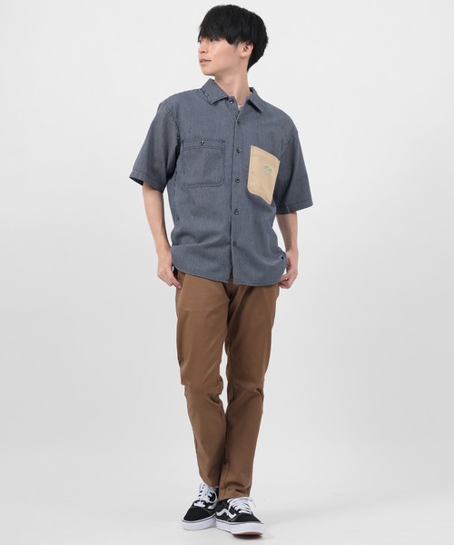 SMITH'S(スミス)の「【SMITH'S AMERICAN/スミスアメリカン】TCツイル 切替ポケット ワーク半袖シャツ(シャツ/ブラウス・メンズ・ブラック/ブルー系その他/ベージュ・M/L/XL)」の4枚目の写真