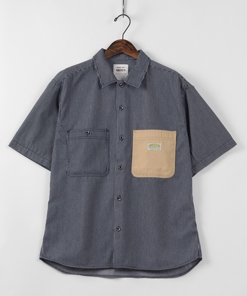 SMITH'S(スミス)の「【SMITH'S AMERICAN/スミスアメリカン】TCツイル 切替ポケット ワーク半袖シャツ(シャツ/ブラウス・メンズ・ブラック/ブルー系その他/ベージュ・M/L/XL)」の16枚目の写真
