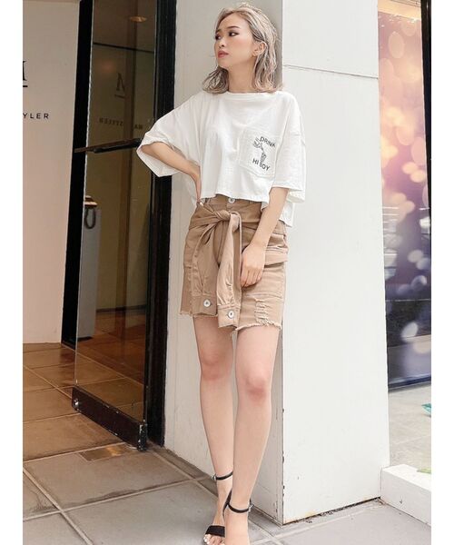 GYDA(ジェイダ)の「ウエストマークアシンメトリースカートライクショーパン(スカート・レディース・チャコールグレー/ベージュ・FREE)」の6枚目の写真