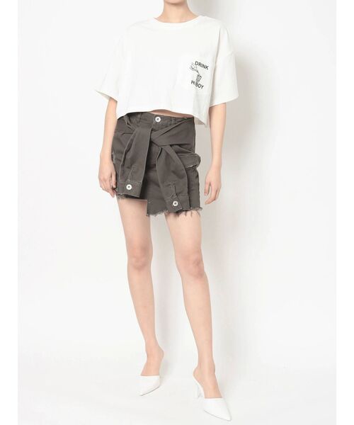 GYDA(ジェイダ)の「ウエストマークアシンメトリースカートライクショーパン(スカート・レディース・チャコールグレー/ベージュ・FREE)」の13枚目の写真