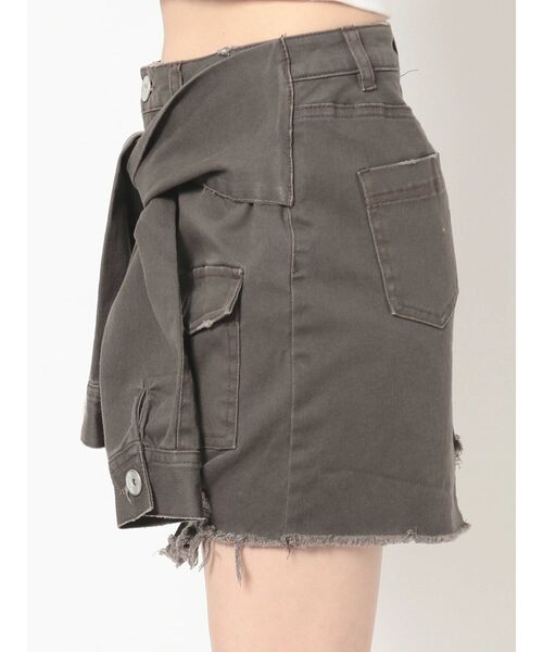 GYDA(ジェイダ)の「ウエストマークアシンメトリースカートライクショーパン(スカート・レディース・チャコールグレー/ベージュ・FREE)」の15枚目の写真