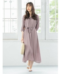クルミボタンシアーワンピース