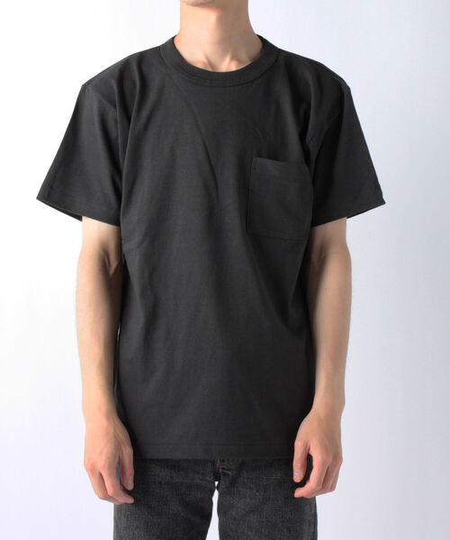 GLOSTER(グロスター)の「バインダーネックポケットTシャツ(Tシャツ/カットソー・メンズ・ホワイト/チャコールグレー/カーキ/インディゴブルー・MEDIUM/LARGE/X-LARGE)」の3枚目の写真