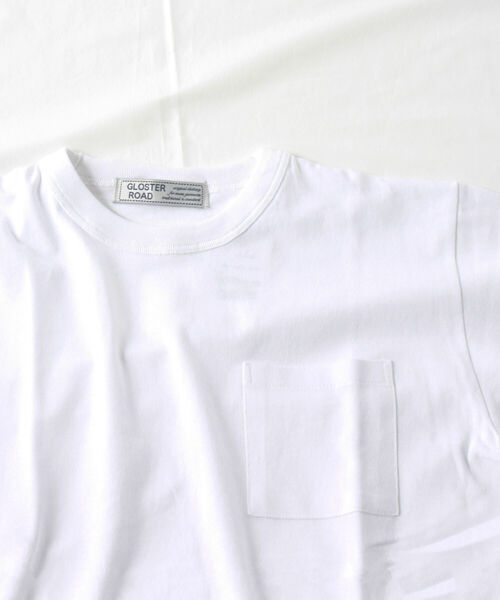GLOSTER(グロスター)の「バインダーネックポケットTシャツ(Tシャツ/カットソー・メンズ・ホワイト/チャコールグレー/カーキ/インディゴブルー・MEDIUM/LARGE/X-LARGE)」の6枚目の写真