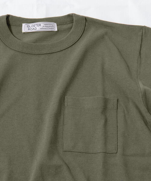 GLOSTER(グロスター)の「バインダーネックポケットTシャツ(Tシャツ/カットソー・メンズ・ホワイト/チャコールグレー/カーキ/インディゴブルー・MEDIUM/LARGE/X-LARGE)」の10枚目の写真