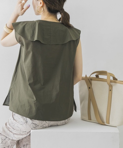 URBAN RESEARCH（アーバンリサーチ）の「フリルカラーノースリーブブラウス（シャツ/ブラウス・レディース・オフホワイト/ブラック/カーキ・FREE）」の15枚目の写真