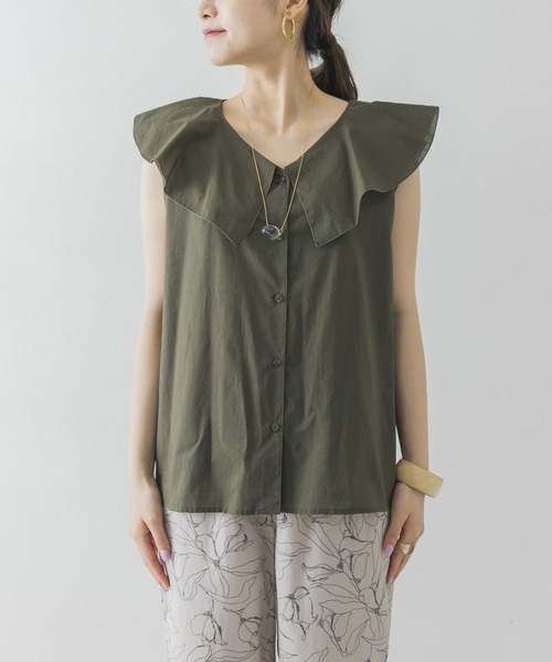 URBAN RESEARCH（アーバンリサーチ）の「フリルカラーノースリーブブラウス（シャツ/ブラウス・レディース・オフホワイト/ブラック/カーキ・FREE）」の18枚目の写真