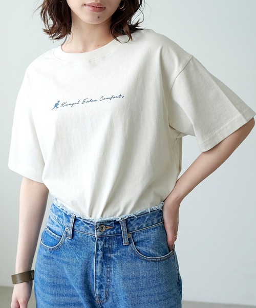 KANGOL EXTRA COMFORT(カンゴールエクストラコンフォート)の「クルーネック ロゴ半袖Tシャツ(Tシャツ/カットソー・レディース・チャコールグレー/ブルー/ライトグリーン/ライトベージュ・LL/M/L)」の3枚目の写真