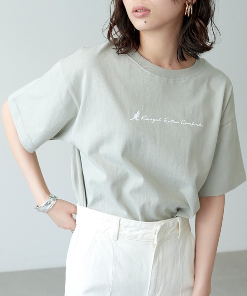 KANGOL EXTRA COMFORT(カンゴールエクストラコンフォート)の「クルーネック ロゴ半袖Tシャツ(Tシャツ/カットソー・レディース・チャコールグレー/ブルー/ライトグリーン/ライトベージュ・LL/M/L)」の1枚目の写真