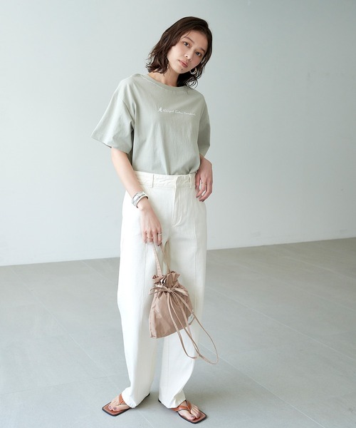 KANGOL EXTRA COMFORT(カンゴールエクストラコンフォート)の「クルーネック ロゴ半袖Tシャツ(Tシャツ/カットソー・レディース・チャコールグレー/ブルー/ライトグリーン/ライトベージュ・LL/M/L)」の5枚目の写真