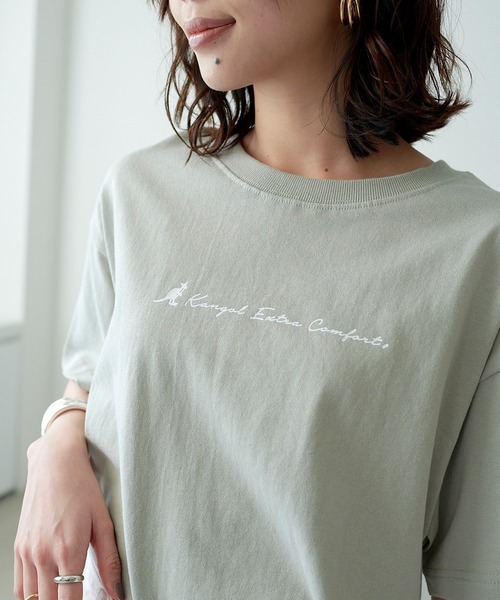 KANGOL EXTRA COMFORT(カンゴールエクストラコンフォート)の「クルーネック ロゴ半袖Tシャツ(Tシャツ/カットソー・レディース・チャコールグレー/ブルー/ライトグリーン/ライトベージュ・LL/M/L)」の8枚目の写真