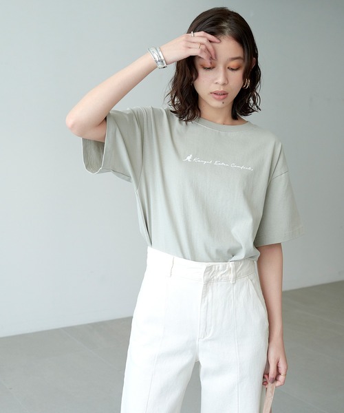 KANGOL EXTRA COMFORT(カンゴールエクストラコンフォート)の「クルーネック ロゴ半袖Tシャツ(Tシャツ/カットソー・レディース・チャコールグレー/ブルー/ライトグリーン/ライトベージュ・LL/M/L)」の10枚目の写真